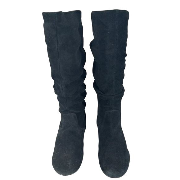 STEVE MADDEN! NO HEEL BLACK GENUINE SUEDE LEATHER SLOUCHY BOHO BOOTS! SZ 6M - Picture 4 of 11